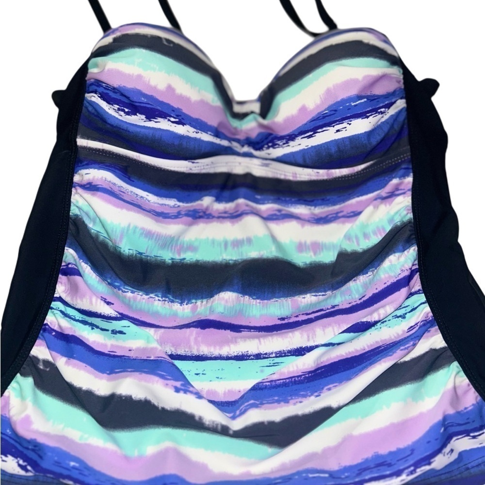 Striped Multicolor Swimsuit Top Size Large